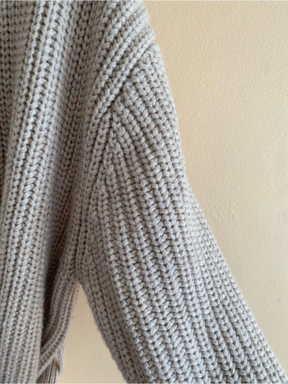 GAP Chunky Knit Wrap Cardigan Woman Medium Beige Cotton Wool Blend Belted 2025 - Picture 6 of 13